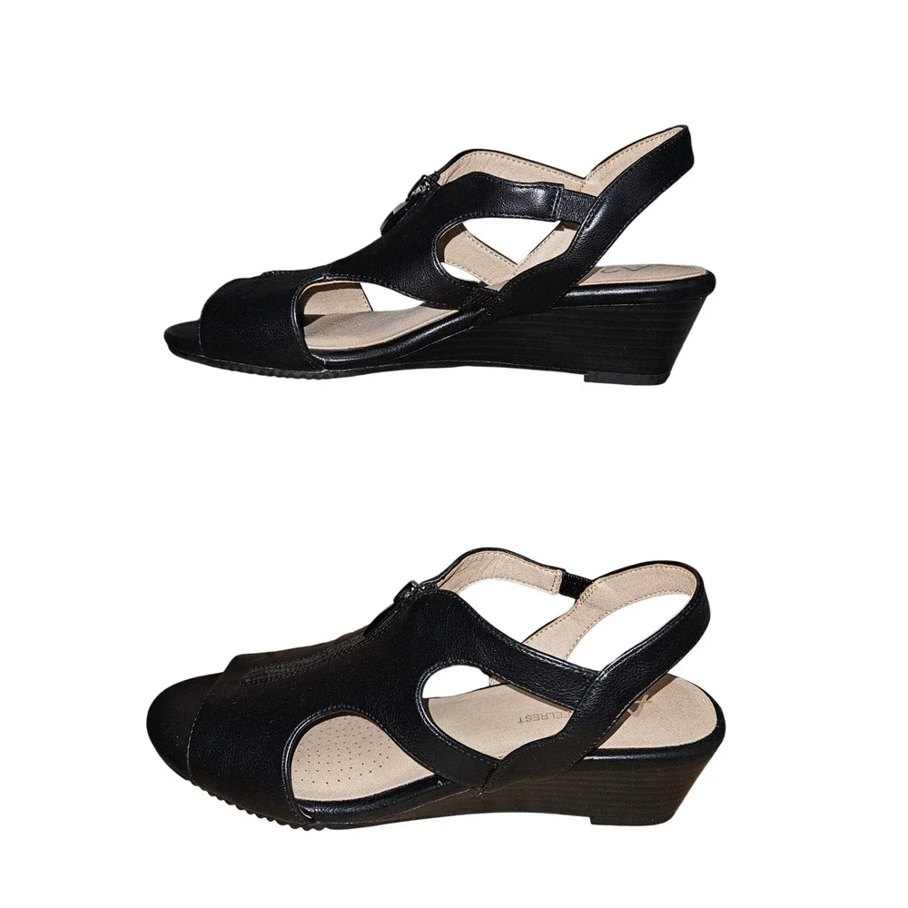 A2 by Aerosoles‎ Black Wedge Sandals Women 8